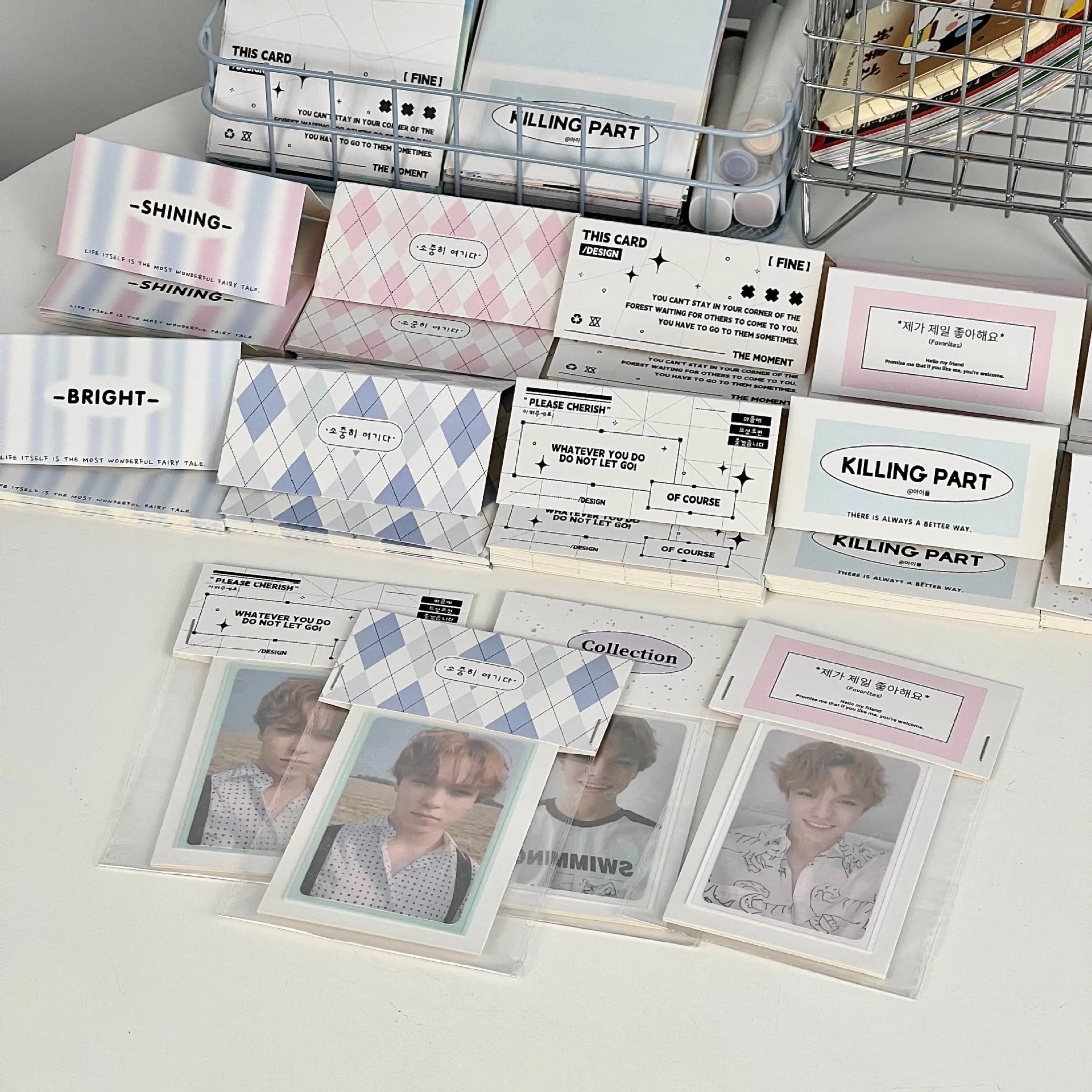 10Pcs Korean INS-style Simple Card Head Kpop Idol 3-inch Photocard Packing Supplies Girls Jewelry Packaging Decorative Cardstock