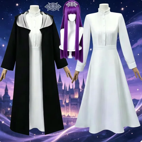 Costume de cosplay Frieren Beyond Journey's End, tenue de cosplay Fern, robe anime Sousou no Frieren, perruques, tenues de jeu de rôle pour femmes