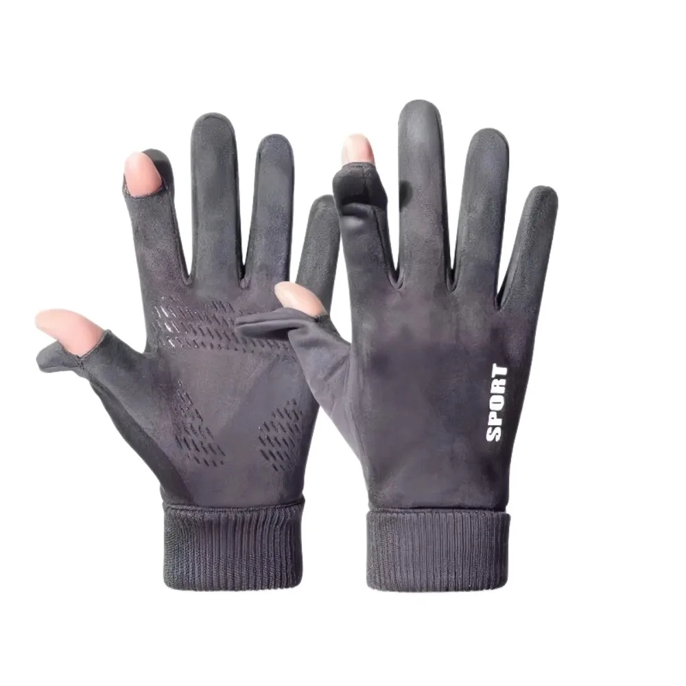 

Мягкие перчатки из искусственной замши с сенсорным экраном, утолщенные теплые мужские шлепанцы, однотонные противоскользящие варежки с полными пальцами, зима-осень