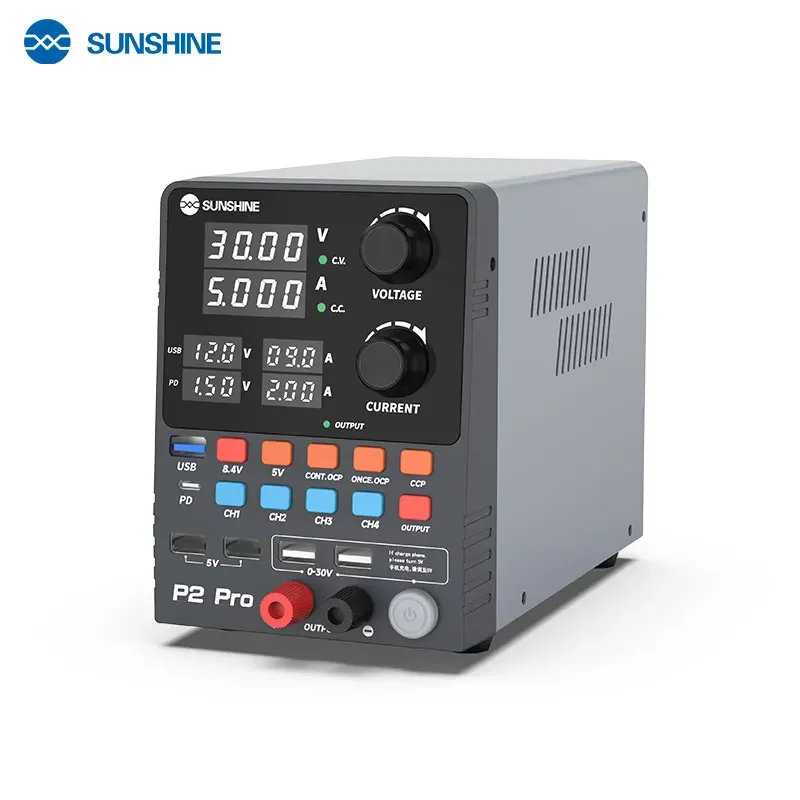 SUNSHINE P2 PRO Intelligent Regulated DC Power Supply 30V 5A 265W Voltage Regulator 65W Fast Charge Type-C/40W Fast Charge USB