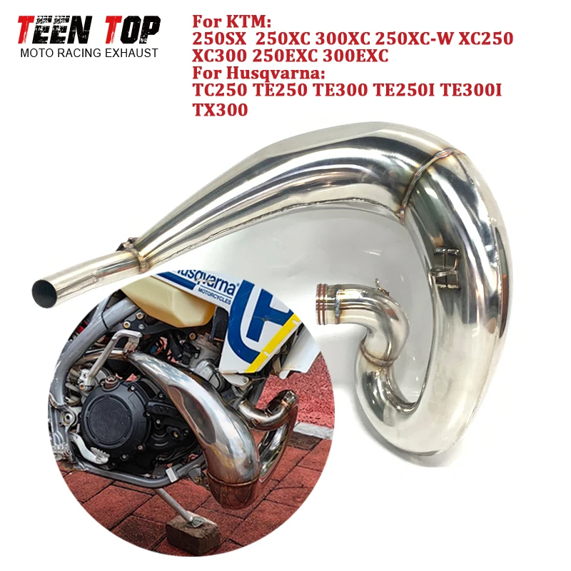Cabezal de Escape DirtBike para Husqvarna TE250I TE300I TX300 tubo delantero de Escape para KTM 250EXC 300EXC Racing Escape Moto tubo delantero