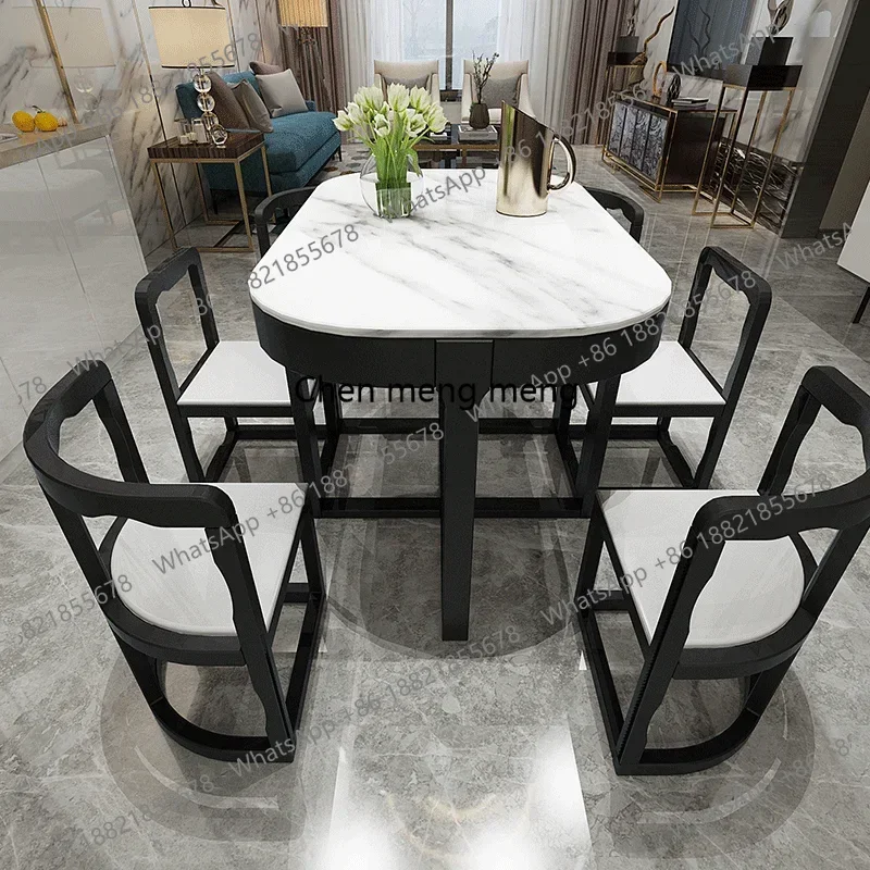 

Мраморный итальянский обеденный стол для гостиной, водонепроницаемый, термостойкий, роскошный современный набор для столовой, декорации