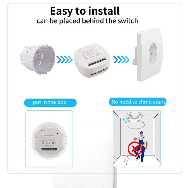 T24C 10X Tuya WIFI RF433 Receiver 16A Wifi Smart Switch 433Mhz Remote Control Smart Timer Switch For Alexa Google Home