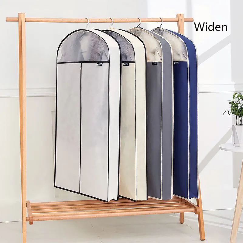 Garment Bag Dust Proof Jacket Suit Coat Cover Bag Hanging Protection Vetement Wardrobe Clothes Organizer Fabric Clothes Cover