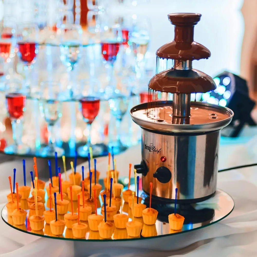 Chocolate Fountain,1.5 Lbs Adjustable Temperature Ideal for Birthday Party Buffet Family Gathering Dip Strawberries Apple Wedges