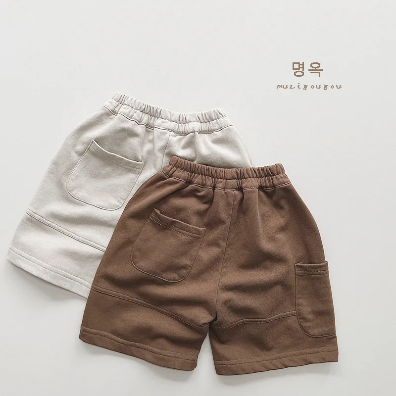 Summer Children Shorts 1-8Y Boys Cotton Pocket Loose Cargo Pants Daily Short Trousers Korean Toddler Wear Kids Clothing 2024 New