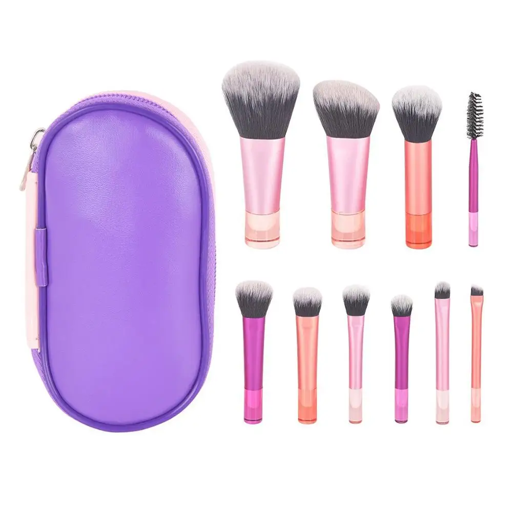 10Pcs Mini Travel Makeup brush set with Brush Bag Soft Fluffy Professiona Cosmetic Contours Brush Beauty Tool Makeup
