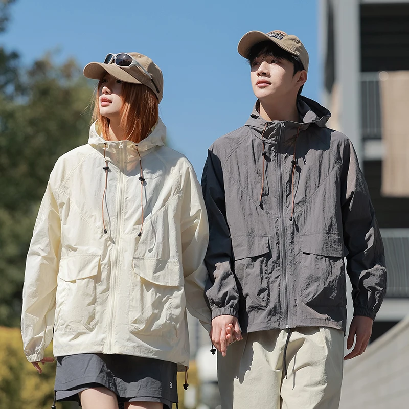Men's UPF50+ Hiking Jackets Women Camping Windproof Windbreaker Summer Cycling Running Fishing Sun-Protective Jackets Unisex