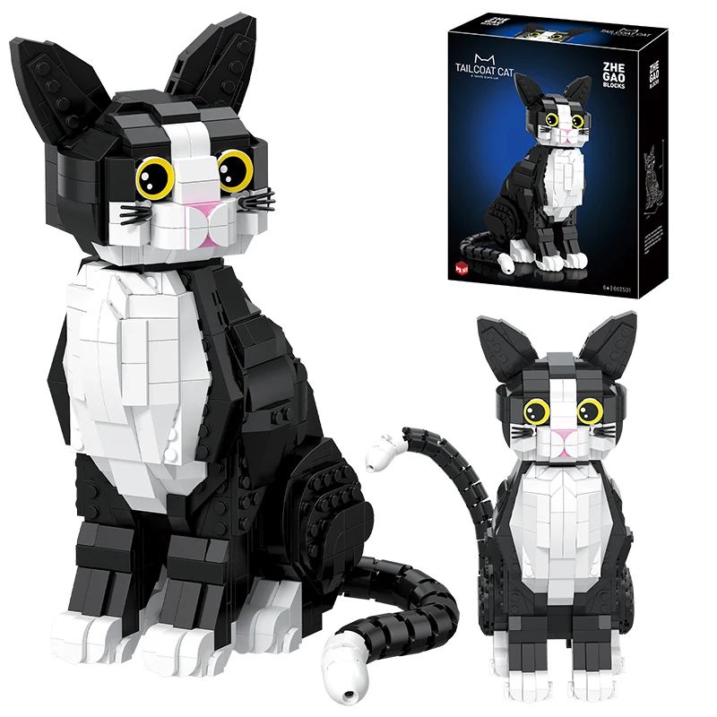801 pièces modèle Animal smoking chat blocs de construction mignon dessin animé Kitty assembler brique jouet éducatif cadeau pour enfant garçon adulte