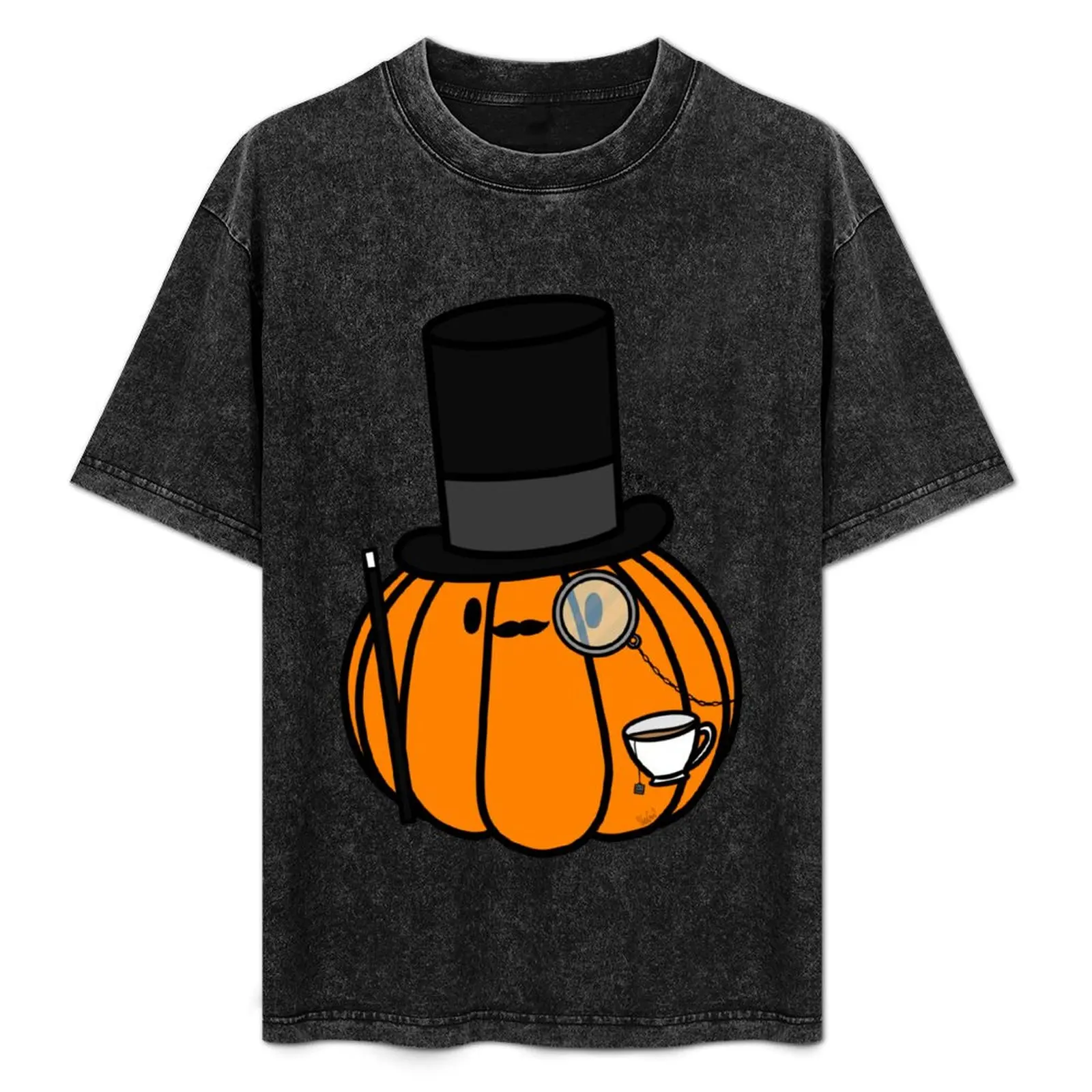 

Classy Fancy Pumpkin With A Mustache, Top Hat, Cane, Monocle, And Tea In A Teacup T-Shirt Summer Sports Quick Dry T-Shirt