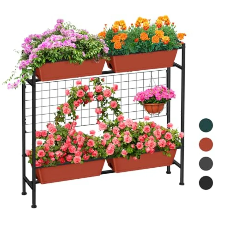 

Raised Outdoor Elevated Planter Boxes with Trellis Herb Garden Planter Outdoor Raised Flower Boxes with Legs for Vegetable Pati