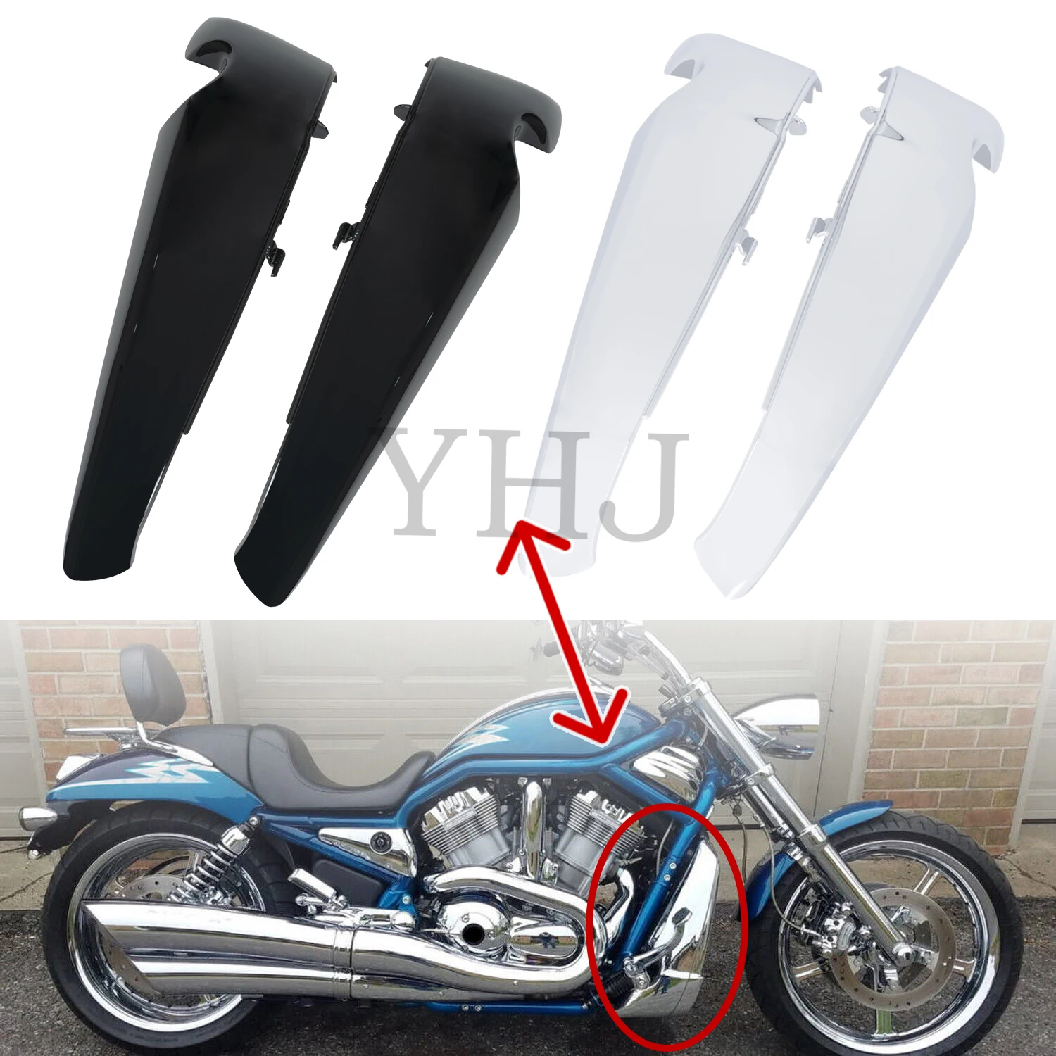 For Harley Davidson V Rod VROD VRSC 2001-2023 Motorcycle Radiator Side Covers Shrouds Chrome/Gloss Black