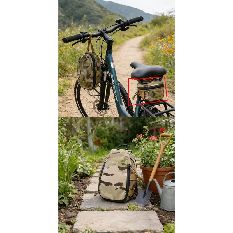 PEW tactical bike saddle bag, large-capacity mountain bike seat bag, cycling outdoor gear suitable for adventure riding.