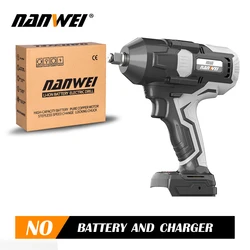 Chave de lítio sem escova industrial NANWEI 600N Super Torque Chave elétrica sem fio Fácil remoção de pneus de carro