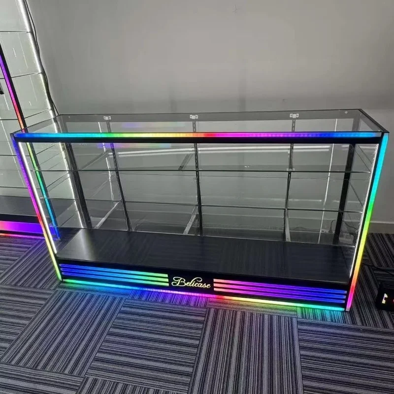 Cigarette Store Display Cabinet with Logo Cigarette Store Counter Aluminum Frame Cabinet Glass Display Cabinet Cigarette Store