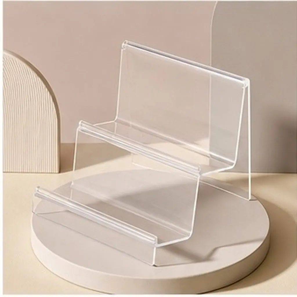 Transparent Acrylic Wallet Display Stand Two Layer Desktop Storage Rack Wallet Holder Rack Purse Organizer Desktop Display Stand