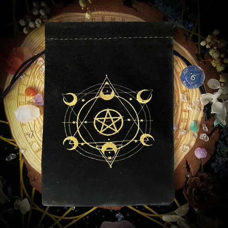 Velvet Tarot Oracle Cards Storage Bag Star Printed Tarot Pouch Rune Dice Crystal Jewelry Bag Multiple Use Pouch for Home Storage