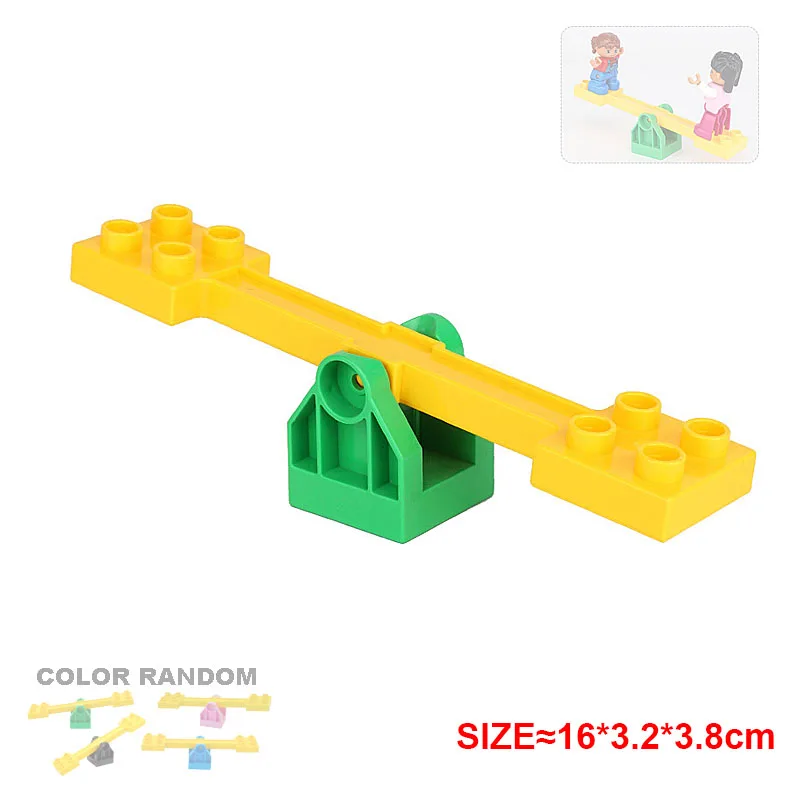 Big Building Blocks Parts Amusement Park Swings Slide Stairs playground rotate Pipeline Accessories Assembled Toys for Children