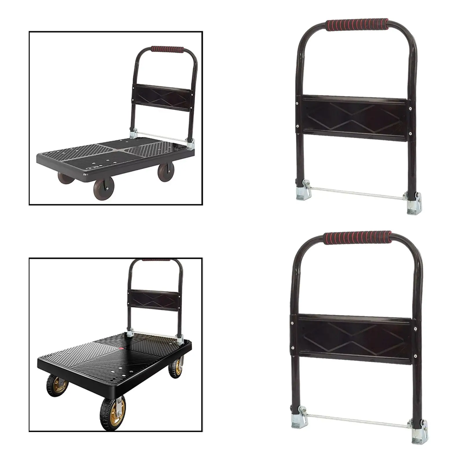 

Foldable Flatbed Cart Handle Thickened Steel Platform Trolley Attachment for Commercial Loading