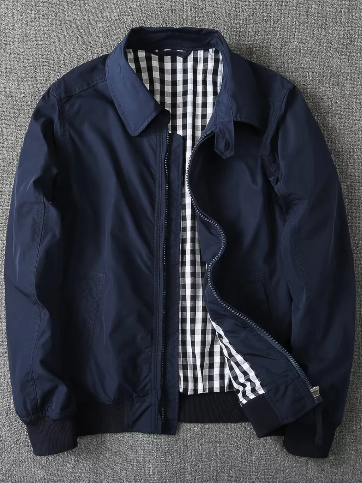 

Japanese Sle Simple Flip-Collar Jaet Men's 2025 New American Retro Casual Outerwear Loose Fit Zipper Decoration Windproof