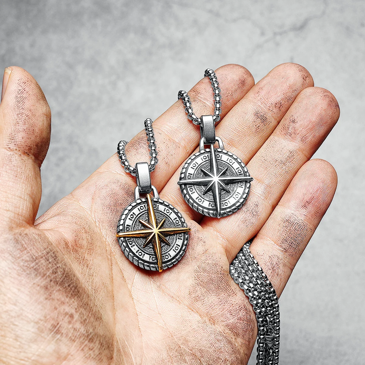 Viking Men Pendants North Star Compass Necklaces Stainless Steel Nordic Myth Chain Punk Rap for Boyfriend Male Jewelry Best Gift