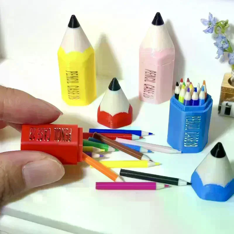 10/12Pcs Kid Pretend Spielen Spielzeug Puppenhaus Miniatur Farbige Stift Mini Bleistift Schule Liefert Modell Puppe Haus Zubehör