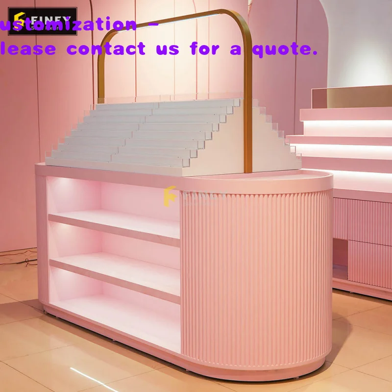 custom.Factory Customized Cosmetic Center Island Display Table Rack Multi-layer Storage Rack