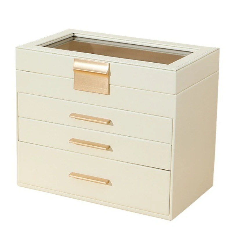 

PU window four-layer jewelry storage box necklace stud earrings exquisite jewelry box