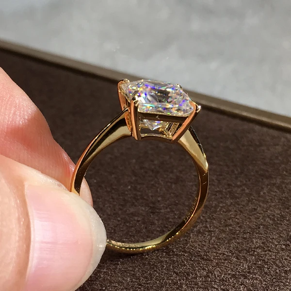 Female Luxury Crystal Engagement Ring Princess Cut White Zircon Square Stone Charm Gold Color Wedding Party Rings For Women
