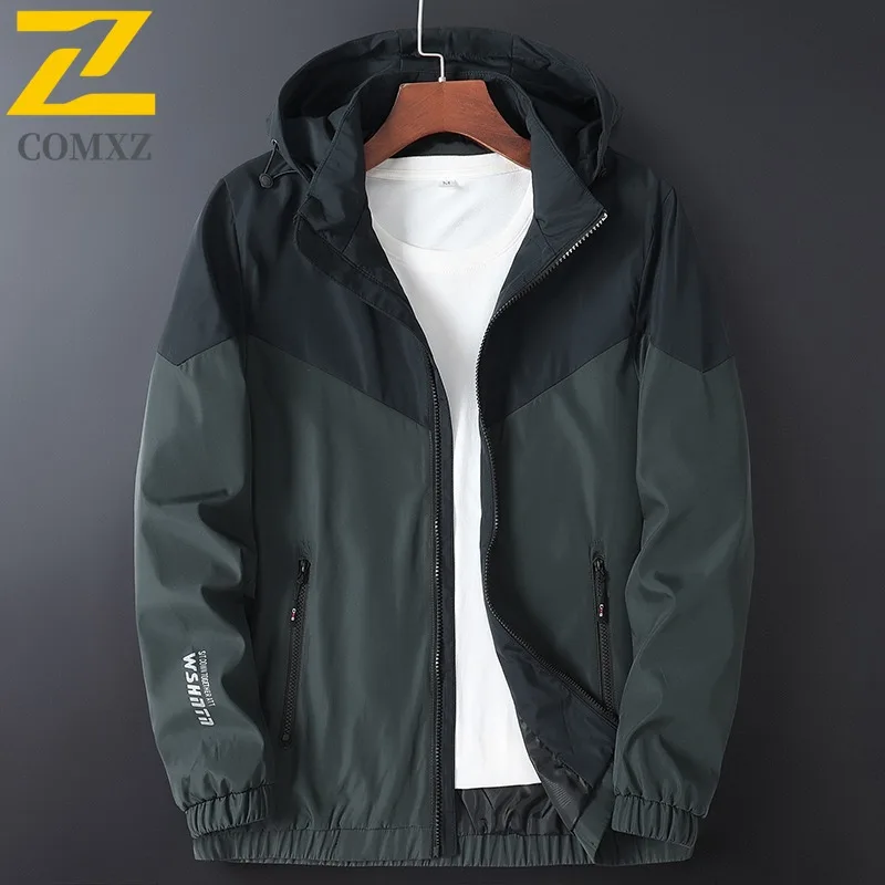 

COMXZ 2025 Мужская куртка со съемным капюшоном, легкая осенняя уличная походная куртка для путешествий, кемпинга, повседневное пальто, ветрозащитная верхняя одежда для приключений