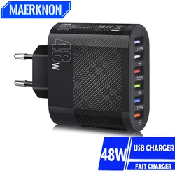 USB Charger Multiple 6 Ports Quick High Speed Charger Mobile Phone Fast Charging for iPhone Xiaomi Huawei Portable Wall Charger