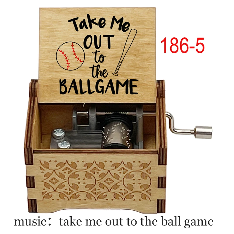Take Me Out To the Ballgame Music Box, 18 Note Musical Movement Baseball Sports, Friends Family Christmas Birthday Wooden Gift
