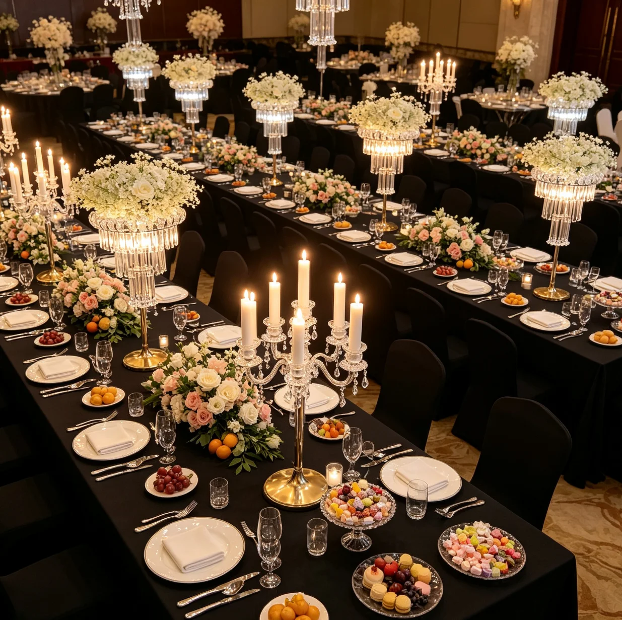 5pcs 80-120cmCrystal Vase for Table Centerpiece,  LED wireless Wedding Decor Flower Stand, Metal Chandelier Stand with LED light