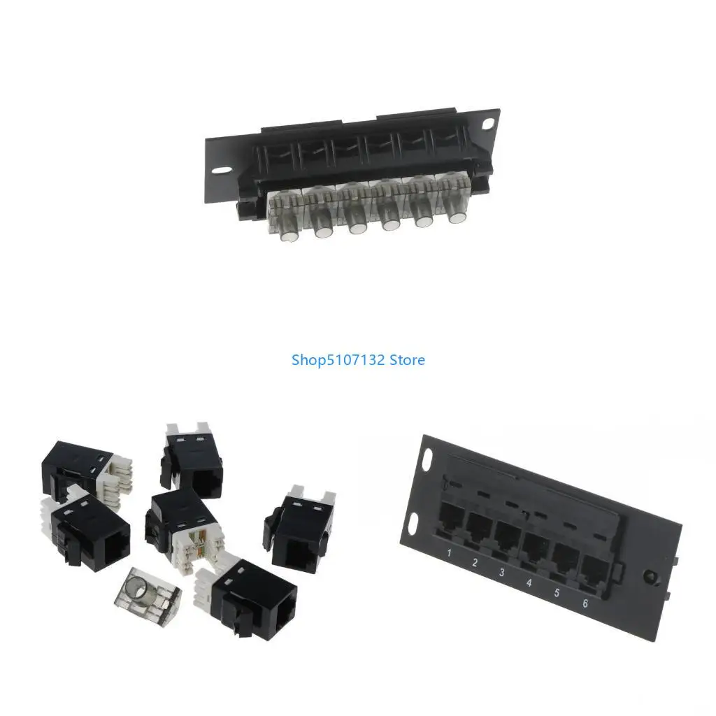 

87HD CAT6 RJ45 Networking Cable Adapter 6 Port Panel for Ethernet Networking