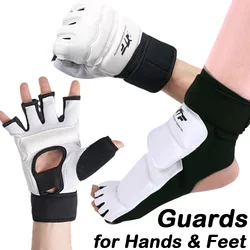 1 Pair Karate Gloves Taekwondo Equipment Half Finger Protector Boxing Hand Foot Protection Foot Guards Martial Arts Kickboxing