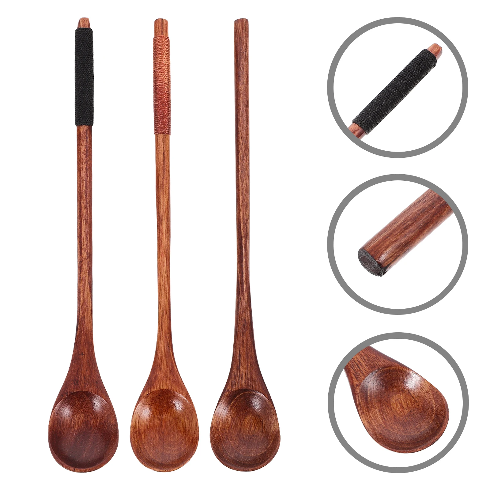 

3pcs Wooden Coffee Spoon Long Handle Stirring Spoons Honey Spoon Tea Accessories Smooth Finish Craftsmanship Safe Reliable