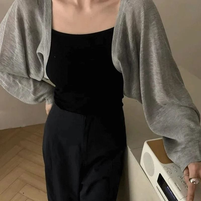 Fashion Thin Solid Color Ice Silk Sunscreen Cardigan Sunscreen Clothing For Women Girls Casual Summer Long Sleeve Short Coat