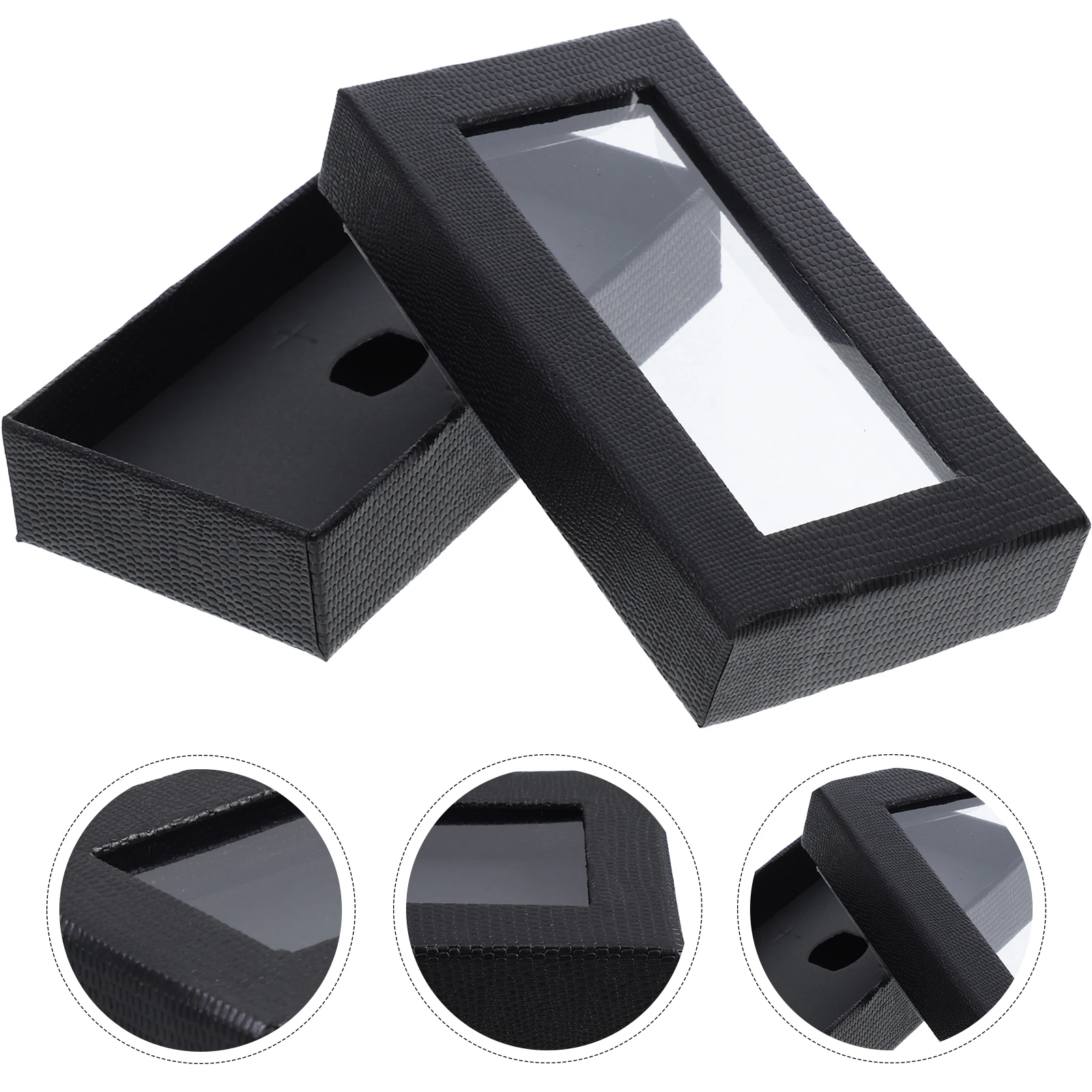 

4pcs Men's Bow Tie Packaging Box Black Snake Pattern Clear Window Durable bow tie ribbon cookie boxes treat boxes