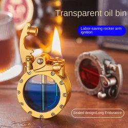 Refueling Visible Kerosene Gasoline Lighter Metal Flint Unusual Cigarette Windproof Lighter Smoking Accessories Gadgets for Men