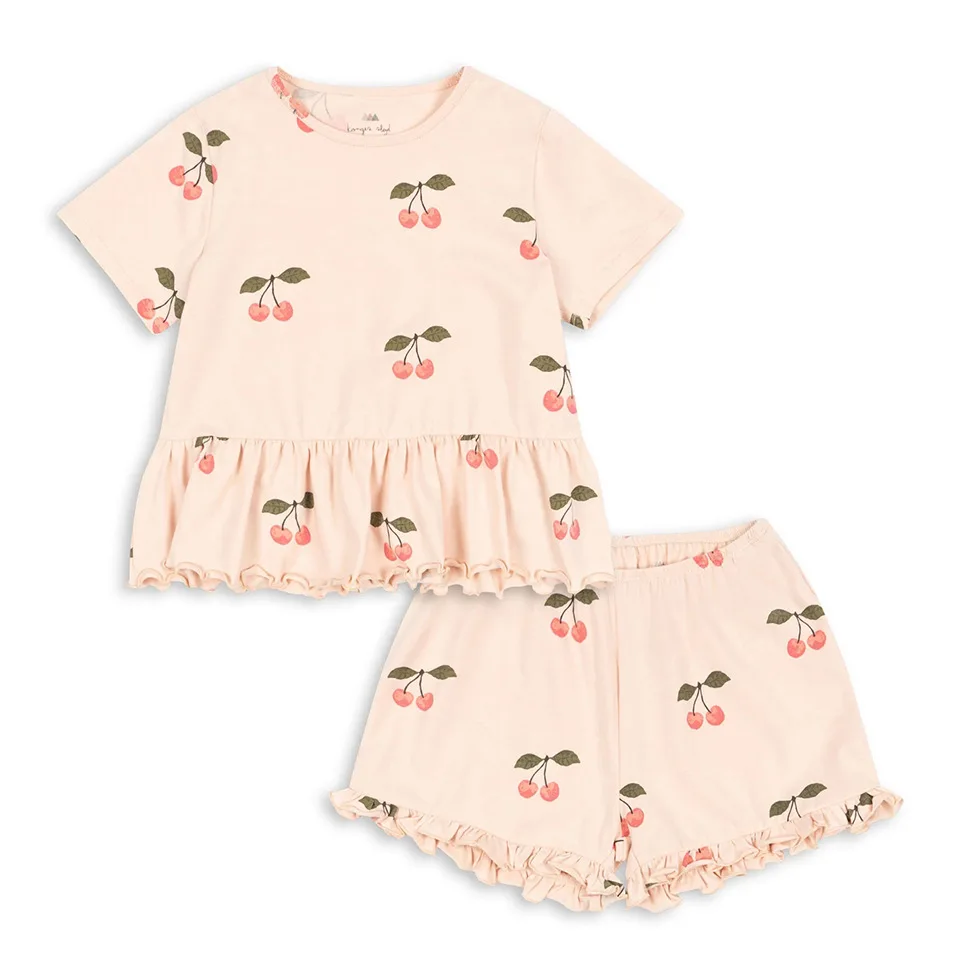 Ropa para Niñas 24ss KS, chaleco bonito de cereza, vestido sin mangas, peleles para bebés, conjunto de ropa para niños