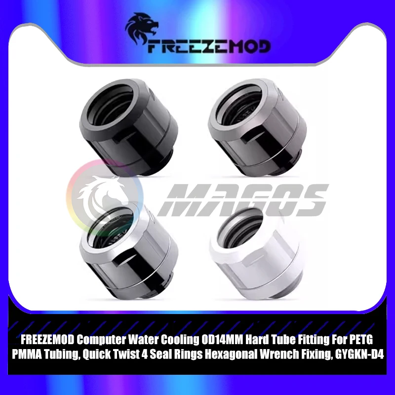 Computer Water Cooling OD14mm Hard Tube Fitting Quick Twist 4 Seal Rings Hexagonal Wrench Fixing for PETG PMMA Tubing