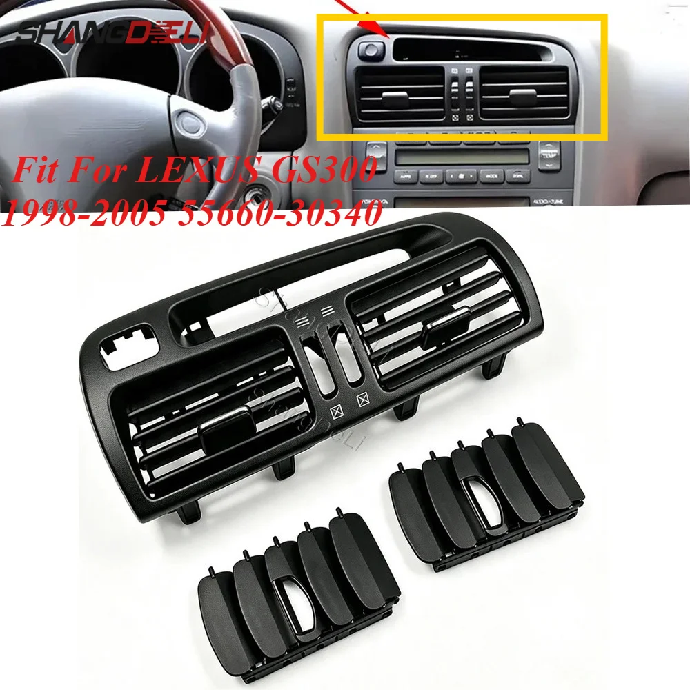 cadre-de-garniture-de-sortie-d'aeration-de-climatisation-du-tableau-de-bord-central-interieur-de-voiture-55660‑30340-panneau-de-ventilation-de-climatisation-pour-lexus-gs300-gs300-1998‑2005