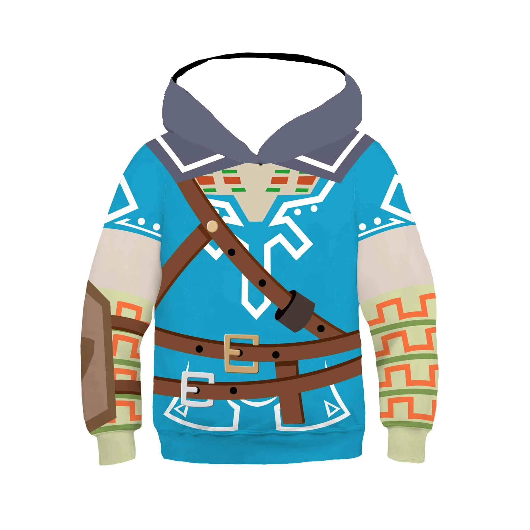 Kinder-Kapuzenpullover im Fantasy-Abenteuer-Stil, für Jungen und Mädchen, mit Cartoon-Motiv, im Krieger-Look, langärmelig, mit Kapuze, Kinderbekleidung. – Detail 8