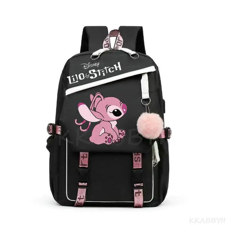 Kawaii Backpack Multi Function Capacity School Bags For Teenagers Organizer USB Changing Women Cartoon Stitch Mochilas