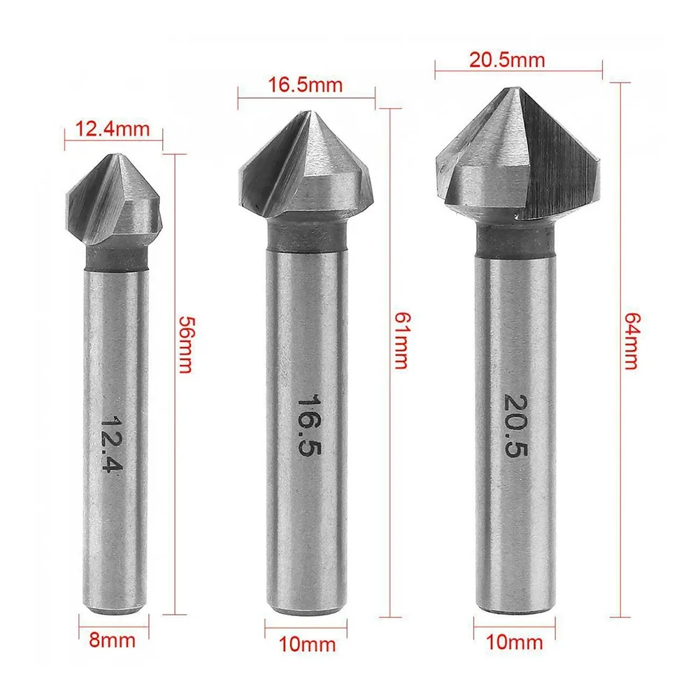 HSS 6pcs Countersink Drill Bits 90 Degree Three Edge Construction for Reliable Performance on Carbon Steel PVC Board and Plywood