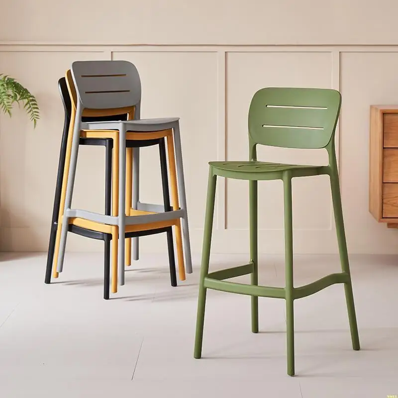 

Nordic Designer Living Room Bar Chair Modern Simple Light Luxury Coffee Shop Plastic Seat Stackable Outdoor High Stool Furniture