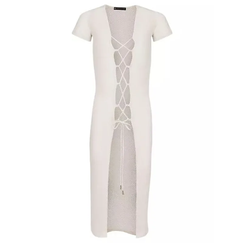 2024 여름 새 스커트 여성 솔리드 컬러 섹시 할로우 비치 비키니 수영복 커버 태양 보호 의류