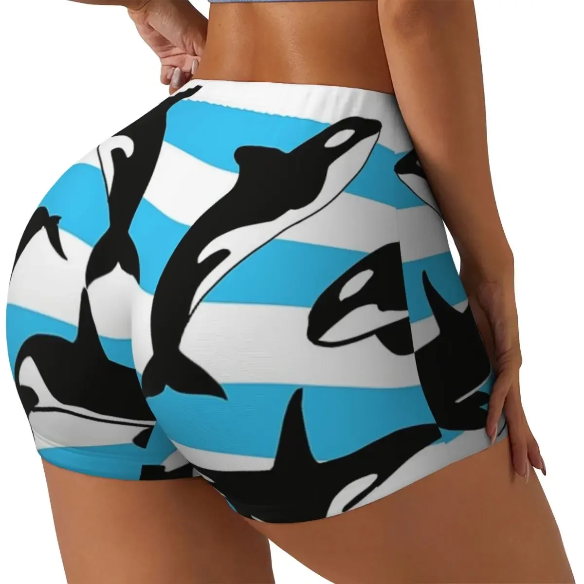 Custom Orca Killer Whale Women Gym Workout Running Shorts Athletic Volleyball Biker Yoga Shorts