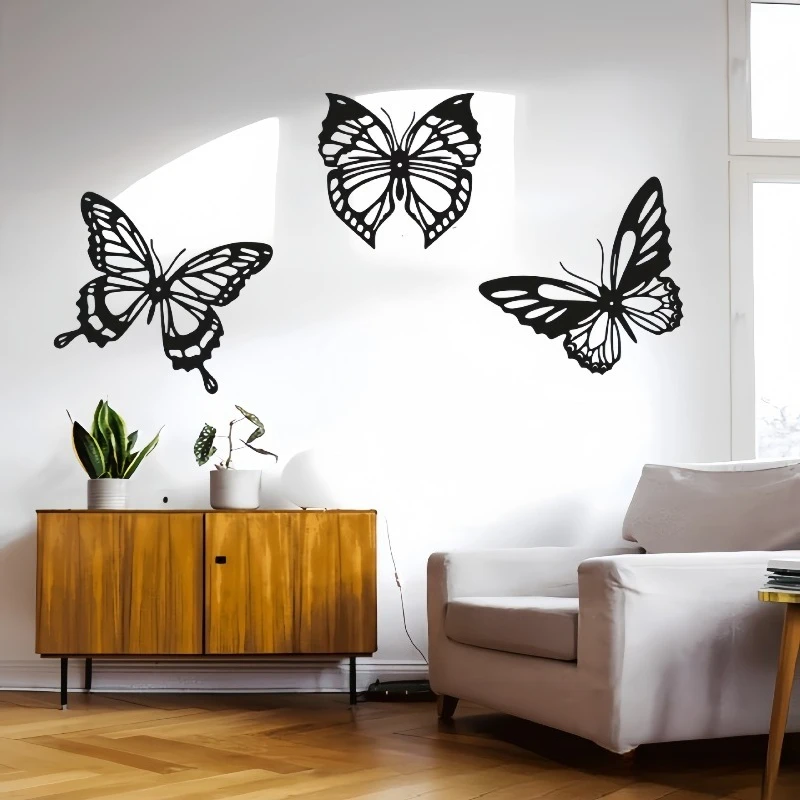 Hollow Metal Butterfly Wall Hanging Creative Silhouette Art Decor Beautiful Ornament for Living Room Bedroom Wall Decoration