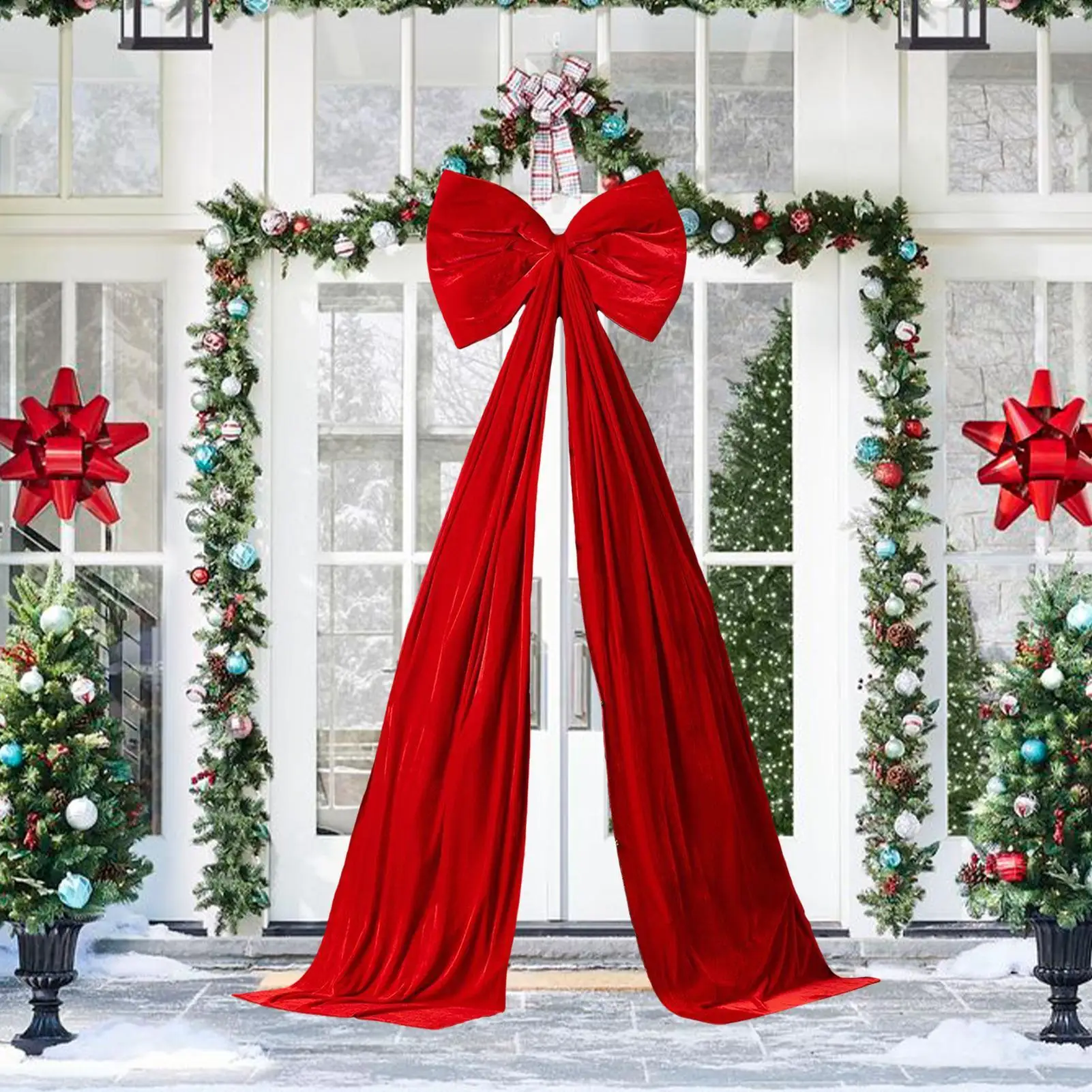 

Valentine's Day Christmas Tree Topper Bow Long Streamer Ribbon Extra Large Satin Bow Indoor Decoration Supplies Holiday Ornament